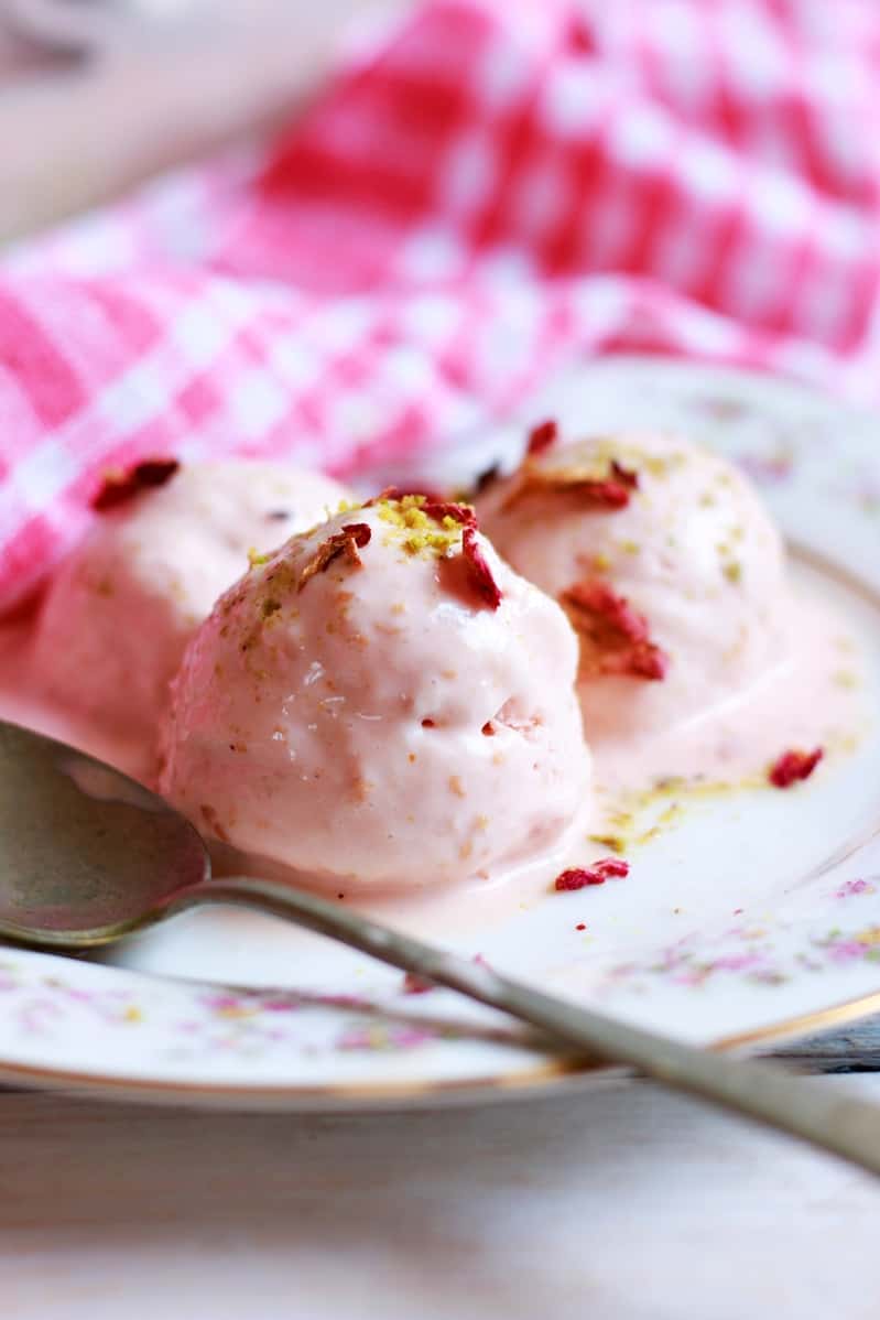Rose ice cream recipe, homemade ice cream - Raks Kitchen