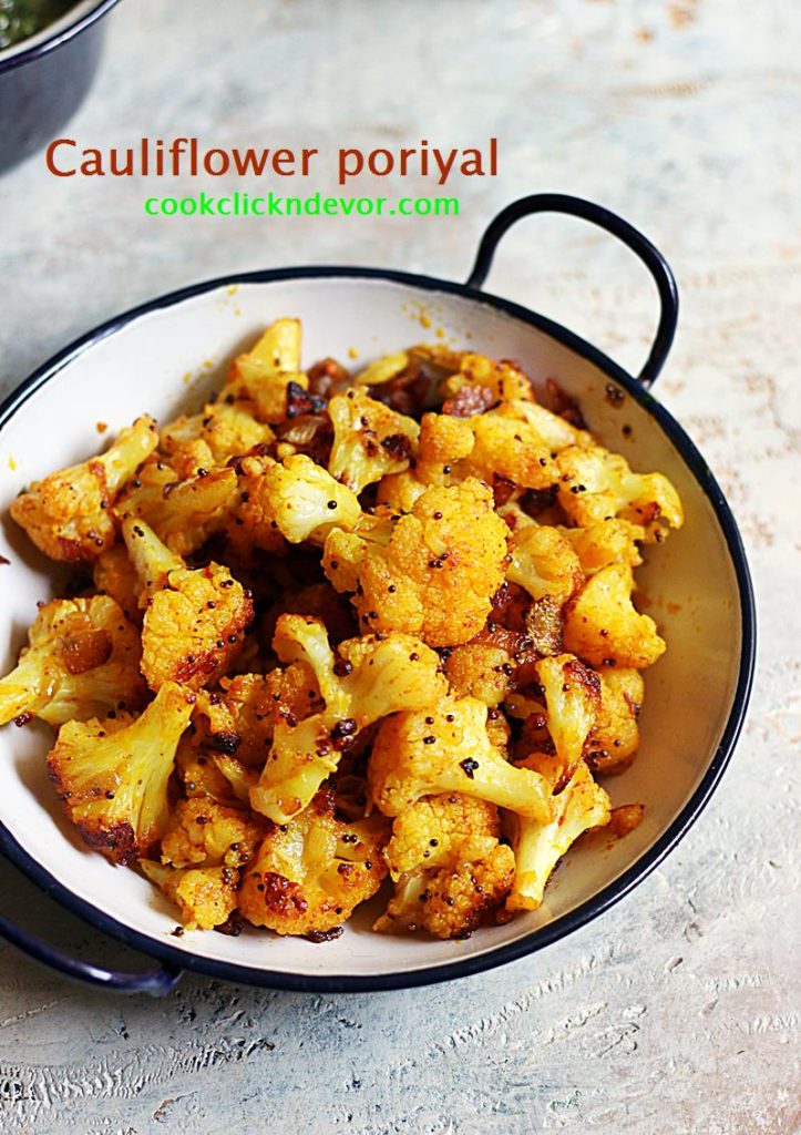 cauliflower poriyal recipe | South indian cauliflower poriyal | Gobi ...